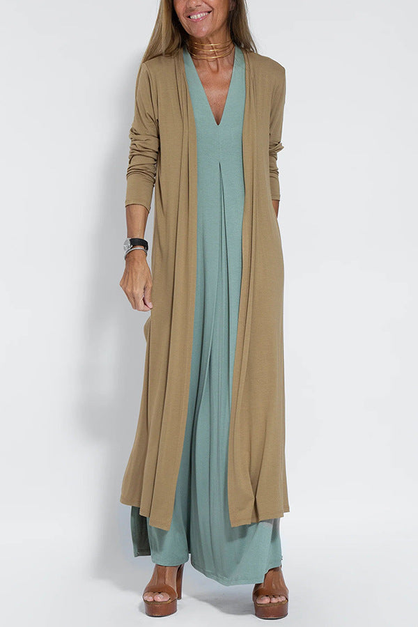 Dame lang cardigan med flydende snit Stilla