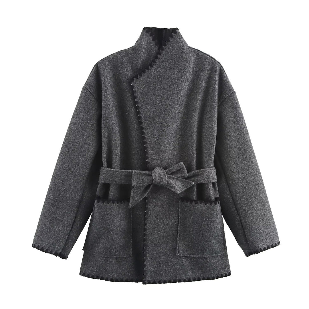 Femme Oversized Behagelig Viklejacket med Bælte og Lommer Stilla
