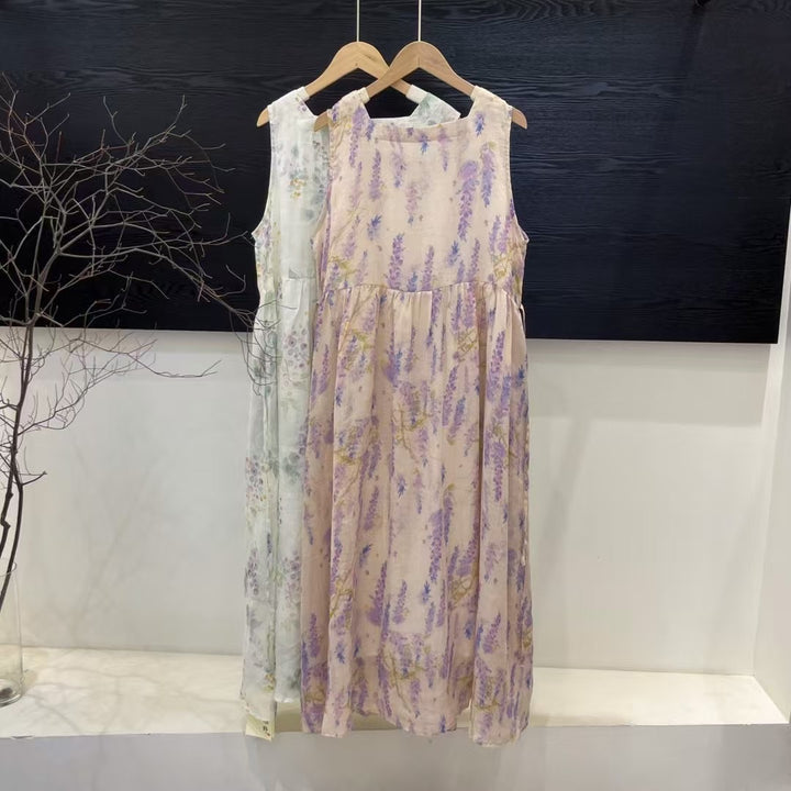 Femme Floral Print Ærmeløs Maxikjole Stilla