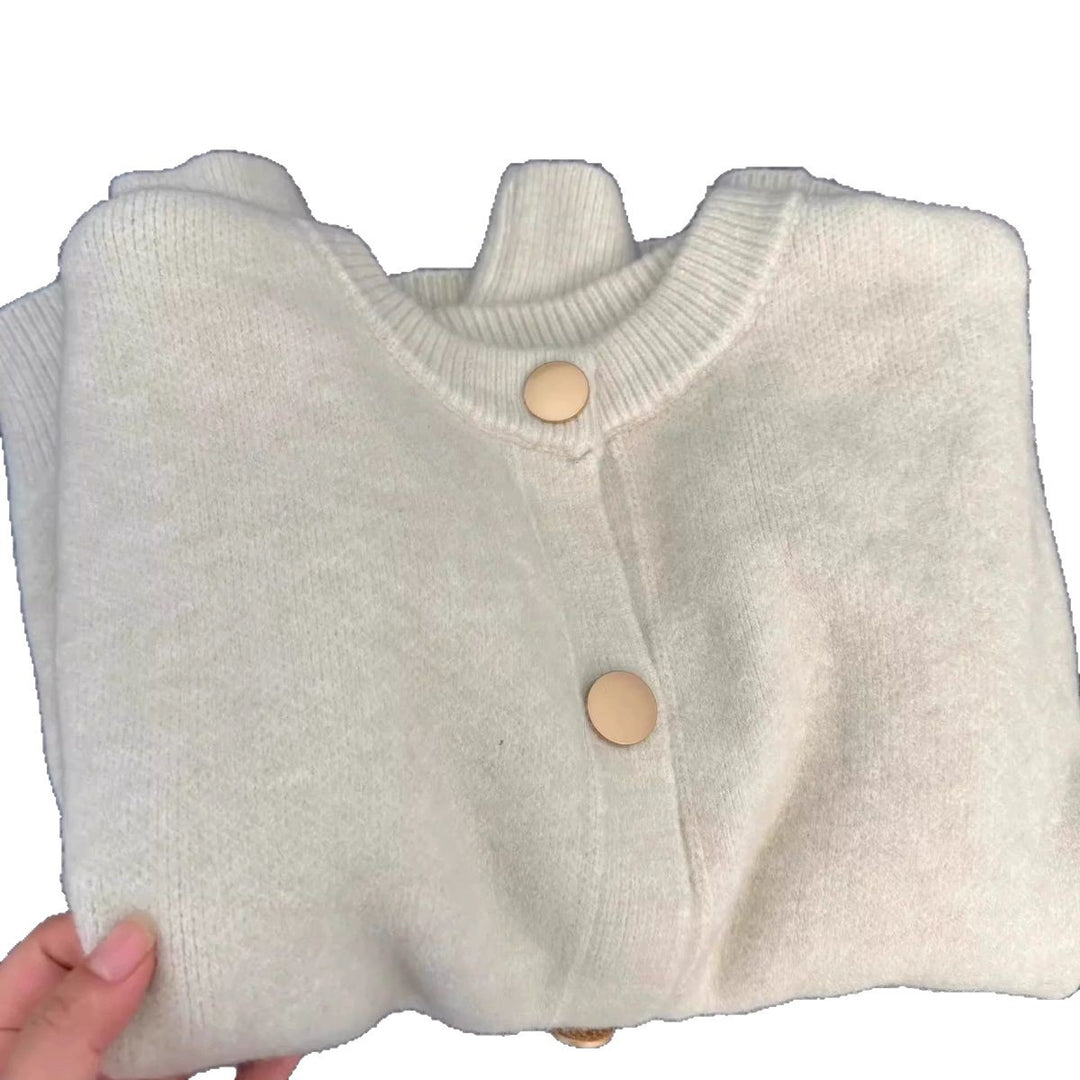 Kvinders fluffy cardigan med store knapper Stilla