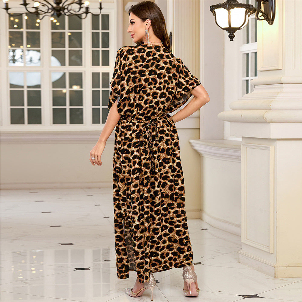 Damer Elegant Maxikjole med eksotisk leopardmønster Stilla