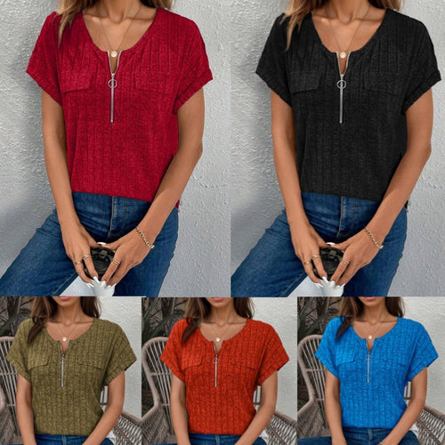 Dame afslappet top med mode lynlås og struktureret design Stilla