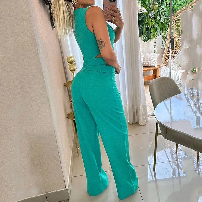 Dame elegant Crop-Top og vide bukser sæt Stilla