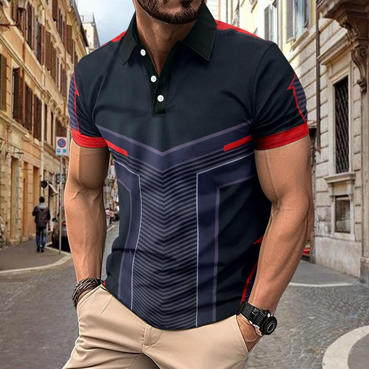 Herrernes sporty polo t-shirt med moderne grafikdesign Stilla