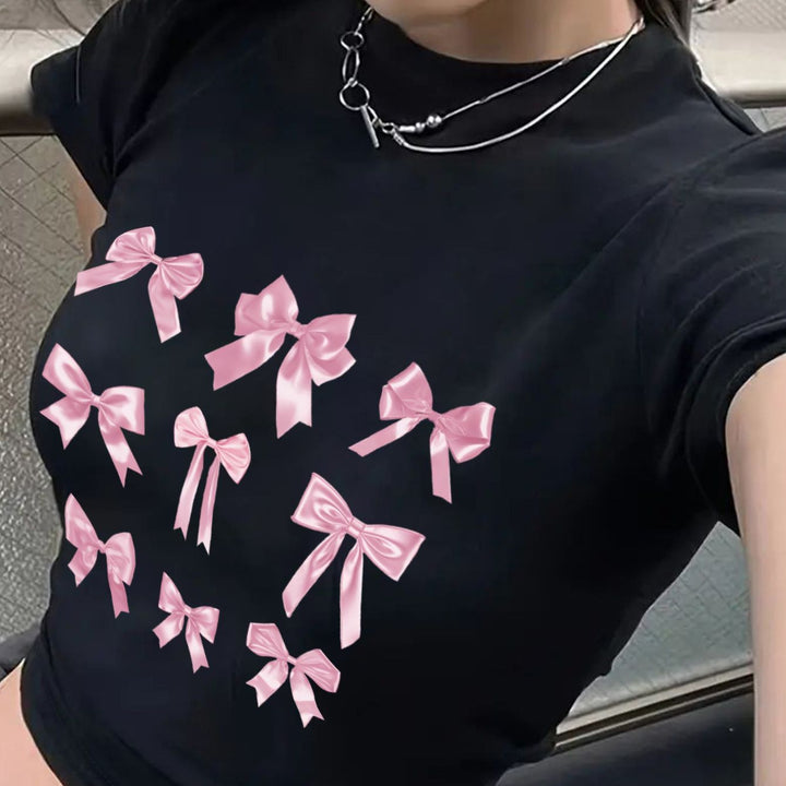 Dame Crop-T-shirt med inspirerende tekst Skovae