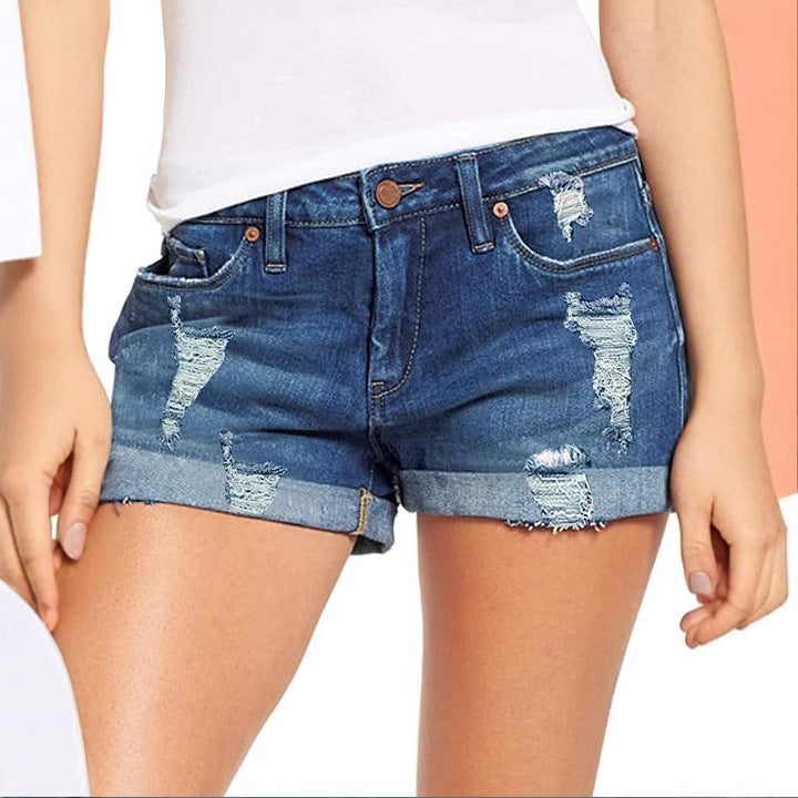 Dame Ripped Jeans-Shorts Stilla