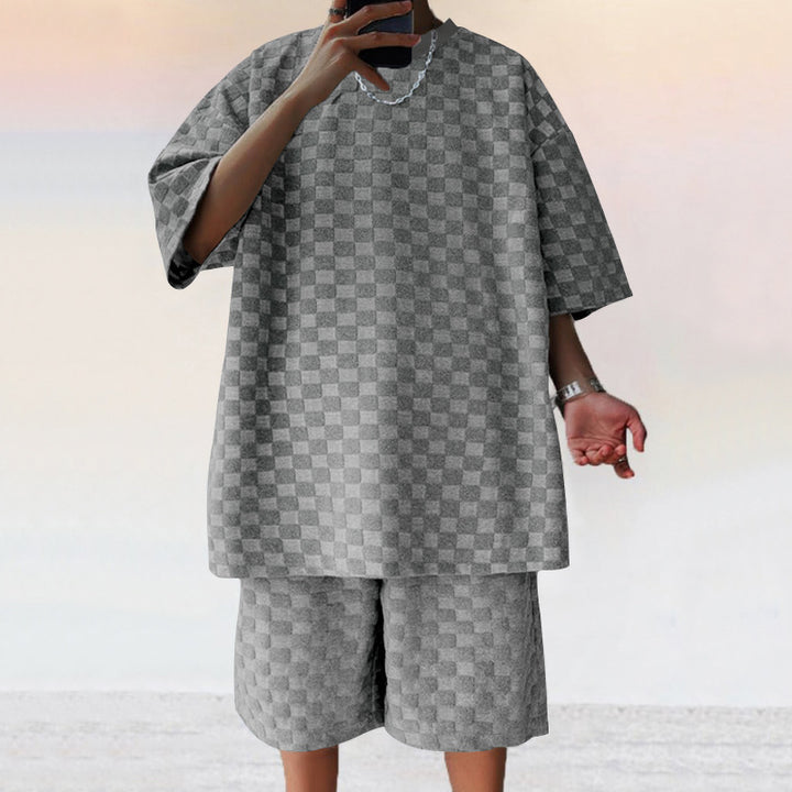 Dame afslappet top og shorts sæt med struktureret overflade af åndbart materiale Stilla