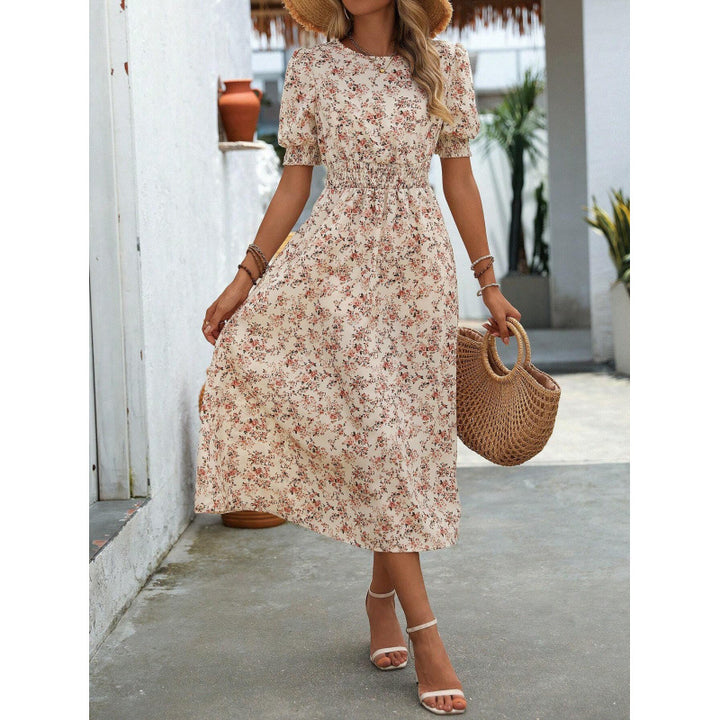 Dame Let Maxi Kjole med Blomsterprint og Smock-Talje Stilla