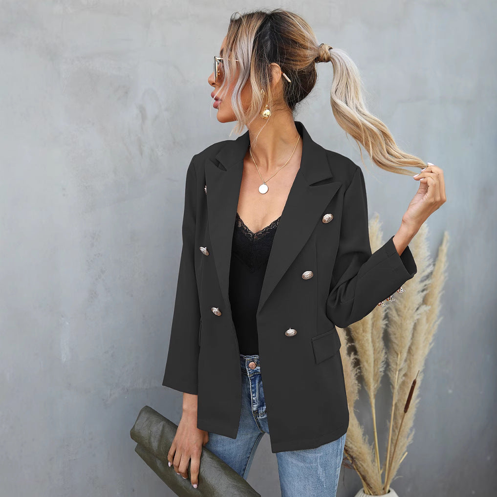Dame Mode Blazer jakke med dobbelt knapliste og elegante detaljer Stilla