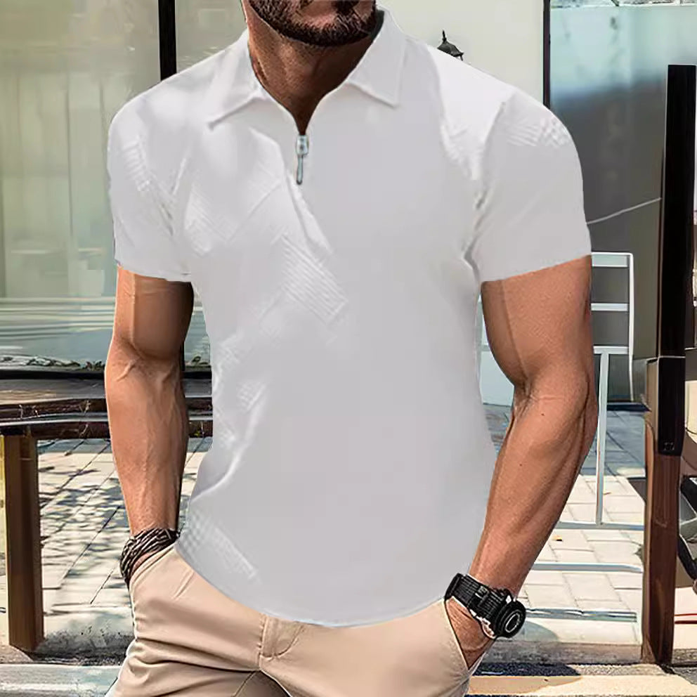 Herrer moderne kortærmet poloshirt med smart lynlås Stilla