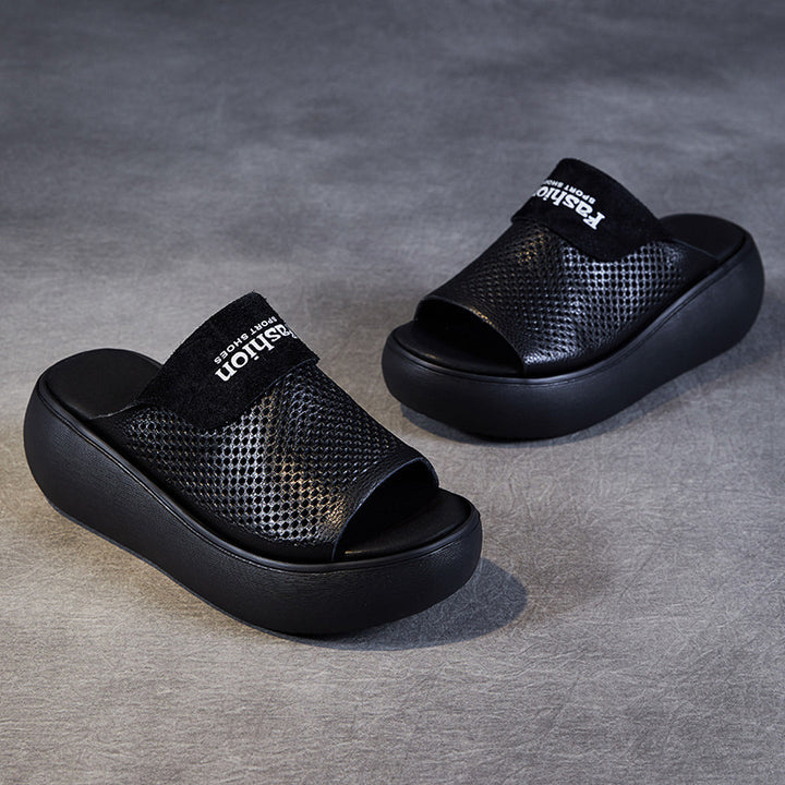Femme Open-Toe Platform-Slide-Sandaler med åndbart design Stilla