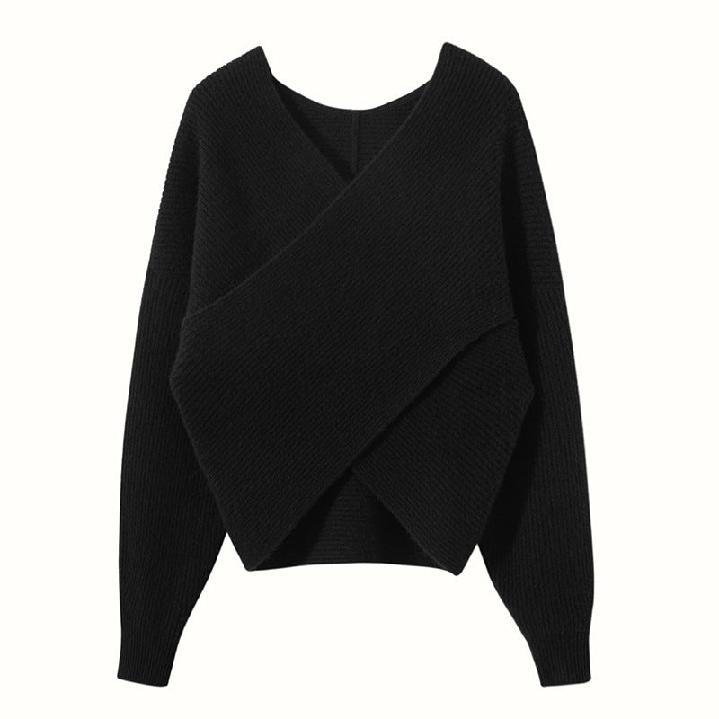Kvinders omslagsweater med moderne tekstureret design Stilla