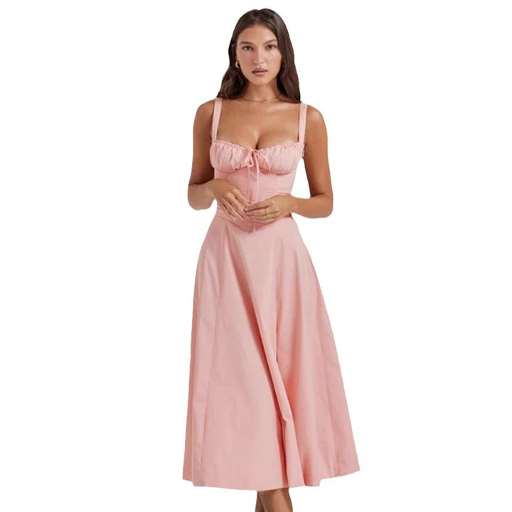 Dame maxikjole med raffineret bustier-overdel og elegant ben-slids Stilla