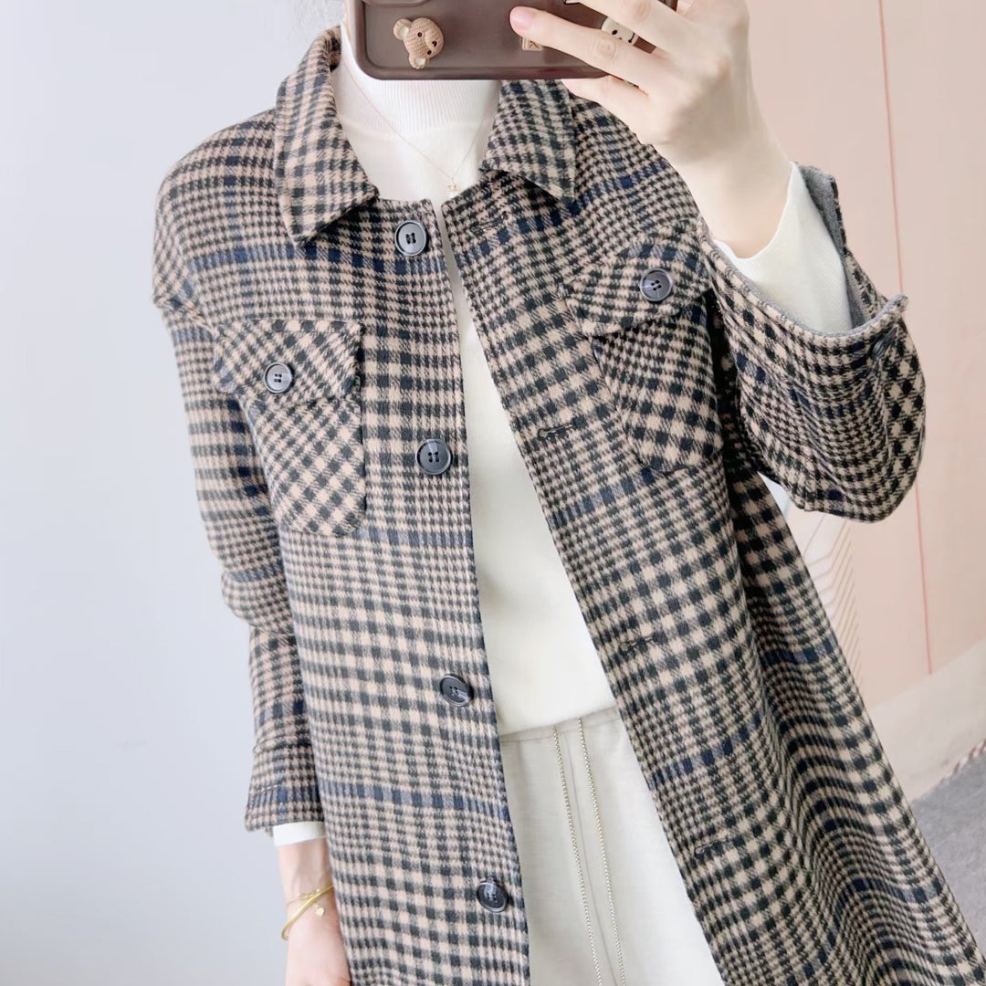 Damecheckeret overshirt-jakke med praktiske lommer og moderne silhuet Stilla