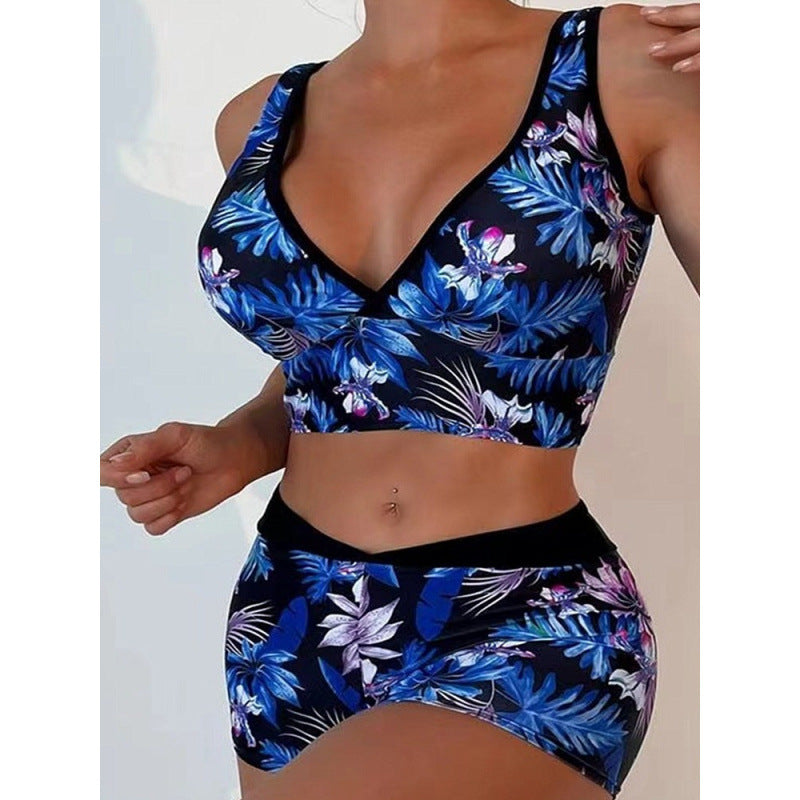 Dame Sport-Bikini-sæt med højskåret top og komfortable shorts Skovae