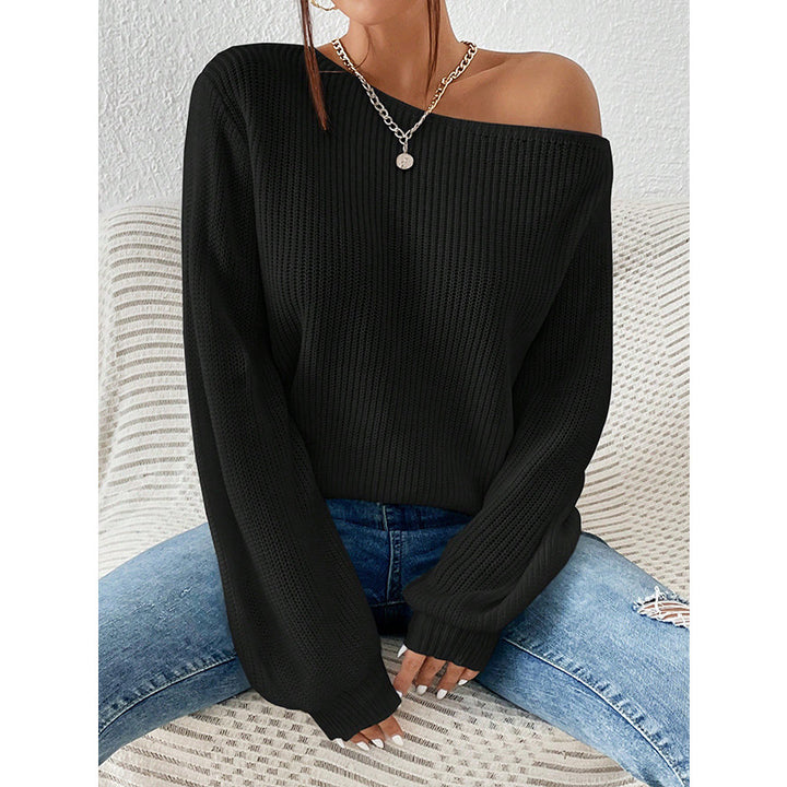 Dame Off-Shoulder Strikpullover Stilla
