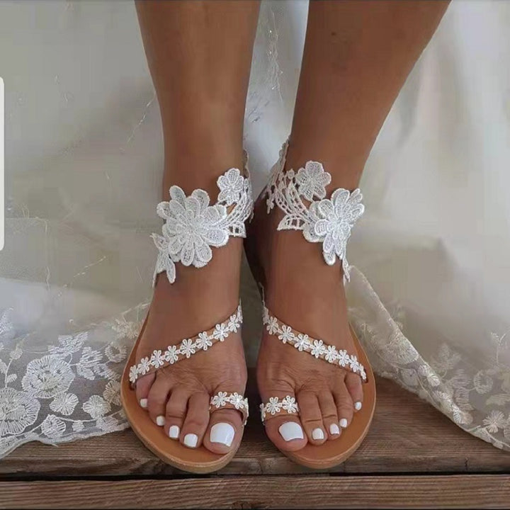 Dame blomsterdekorerede remsandaler med ergonomisk sål Stilla
