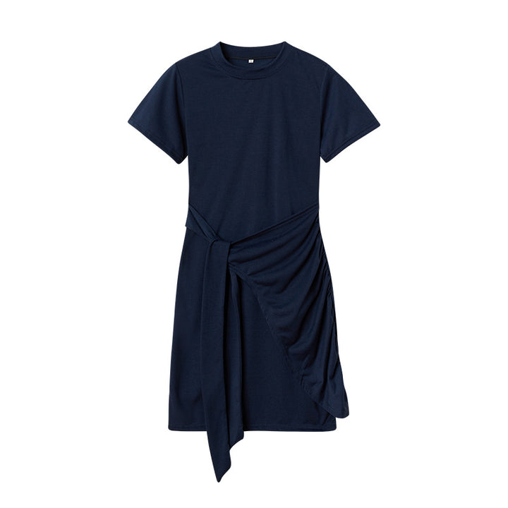 Dame Fritid T-shirt Kjole med Draperet Detalje Stilla