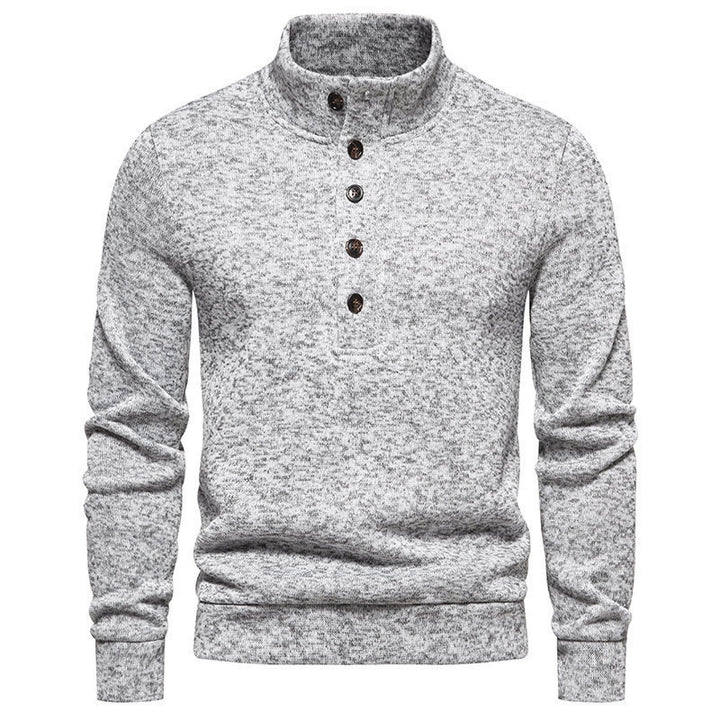 Herrer fleece-pullover med knappelig ståkrave og praktiske lommer Stilla