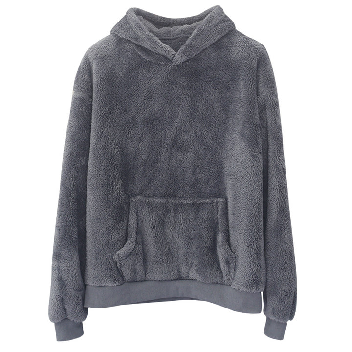 Dame hyggelig fleece-pullover med kængurulomme og hoodie Stilla