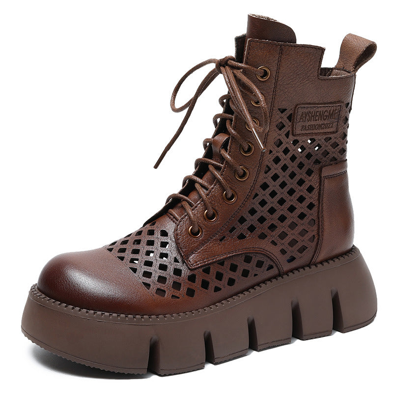 Femme Trendy Snørebånd Chunky Ankler Støvler med Udsnitdesign Stilla