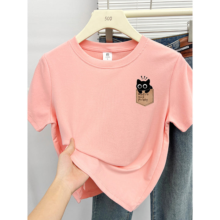 Femme Legesalig Grafisk Lomme T-shirt Stilla