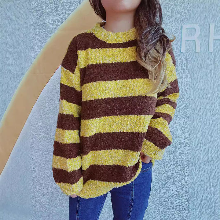 Kvinders hyggelige stribede sweater med blødt materiale og afslappet pasform Stilla