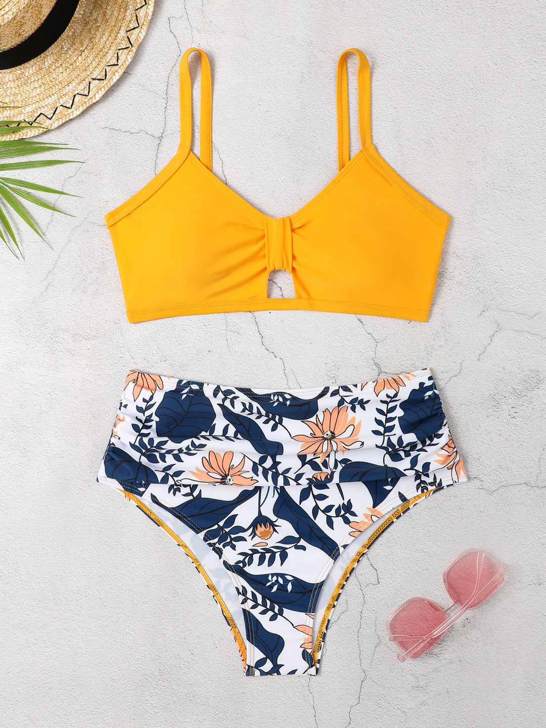 Dame bikini sæt med blomsterprint og høj talje Stilla