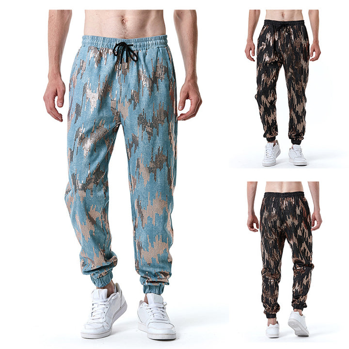 Herrer Trendy Paillet-detalje Joggingbuks Stilla