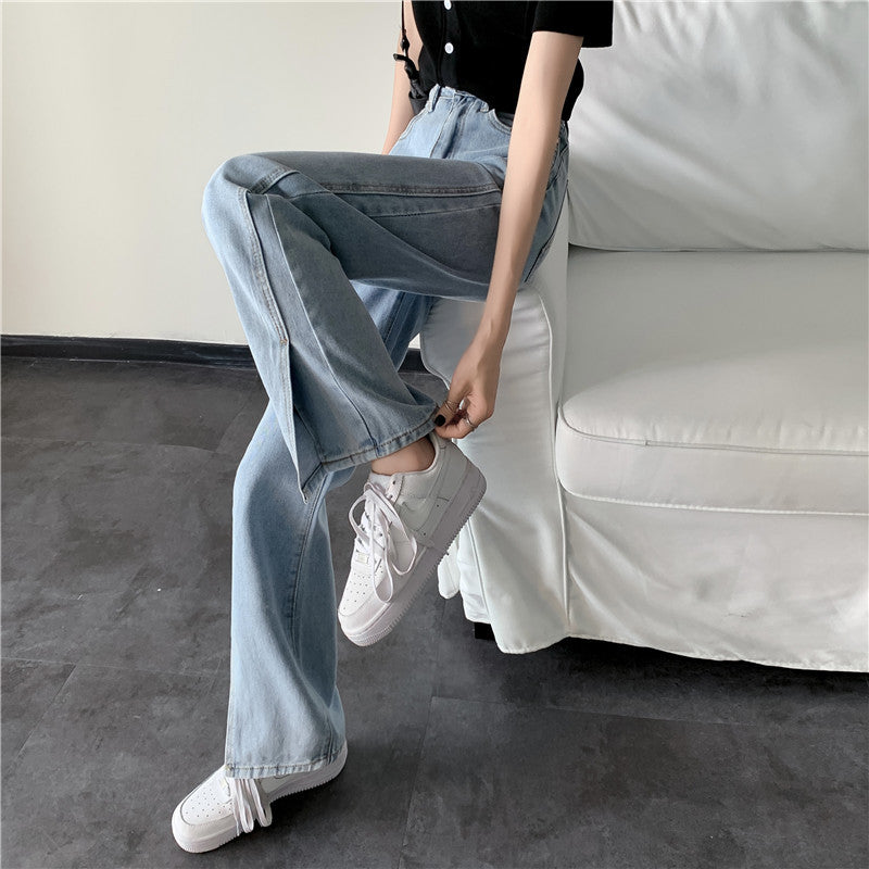 Kvindernes bredskårne jeans med sideslids Stilla