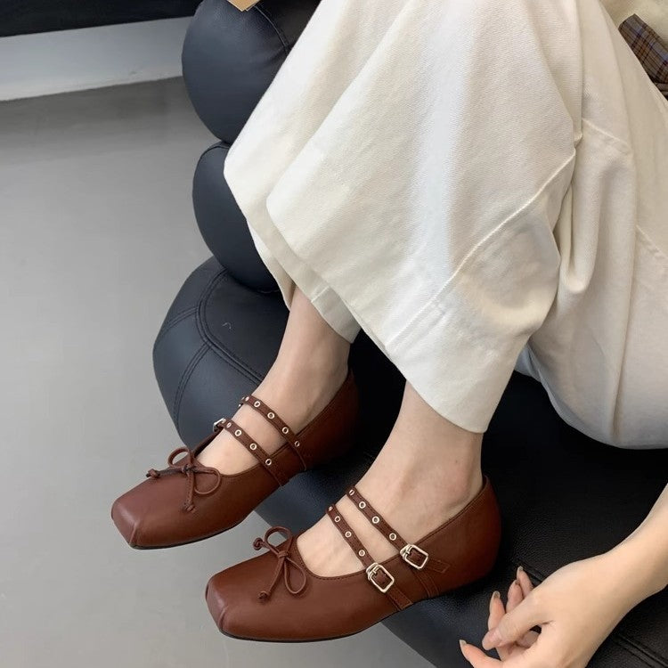 Damer elegante Mary Jane Ballerinaer med dekorative remme Stilla