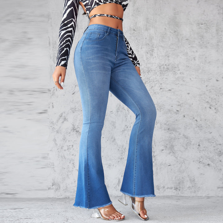 Damer Flared Jeans med høj talje og frynset kant Stilla