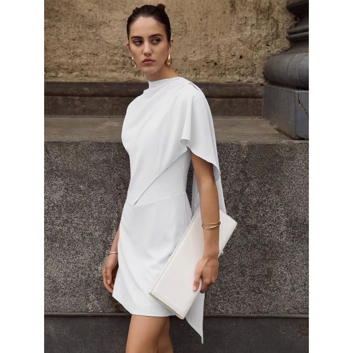 Damen elegantes Wickelkleid mit asymmetrischem Saum und raffinierter Drapierung Skovae