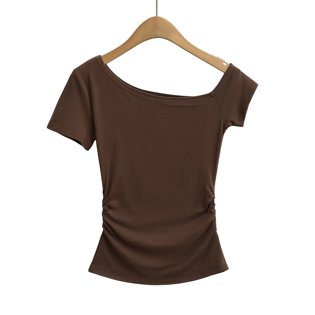 Dame asymmetrisk T-shirt med raffinerede flæsedetaljer Stilla