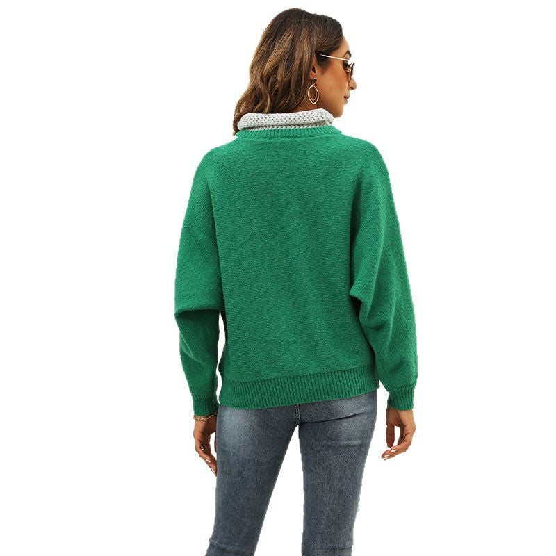 Damer Trendy Sweatshirt med høj krave og brede striber Stilla