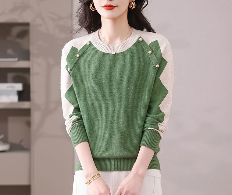 Dame casual sweater med iøjnefaldende applikationer Stilla