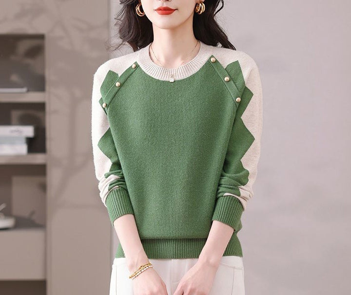 Dame casual sweater med iøjnefaldende applikationer Stilla