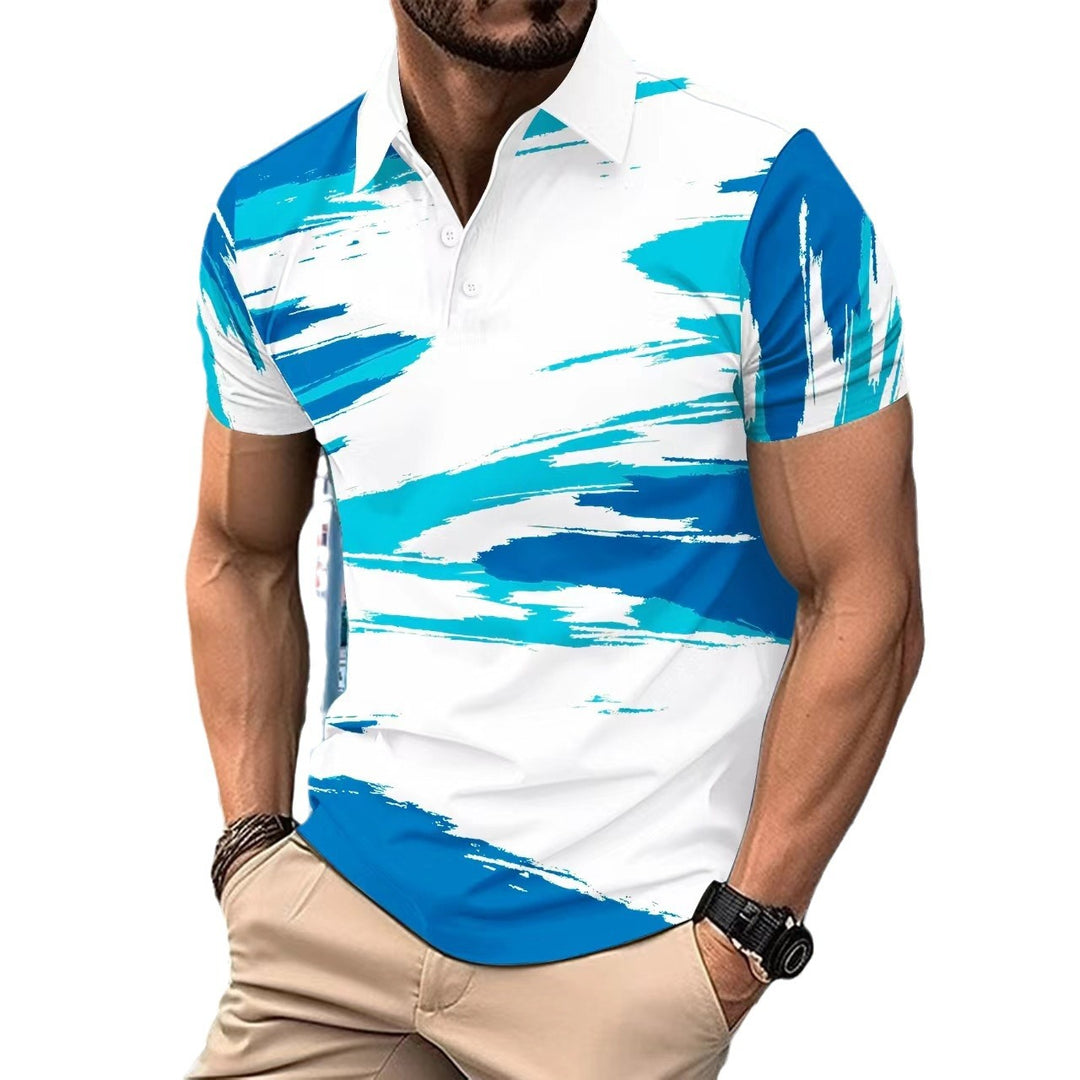 Herrer polo t-shirt med dynamisk grafikdesign og åndbare egenskaber Stilla