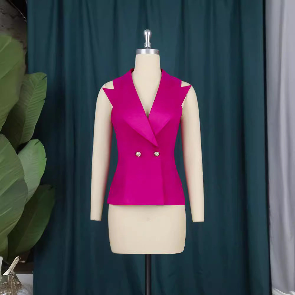 Dame Elegant Blazer Sæt med løst skårne Bukser Skovae