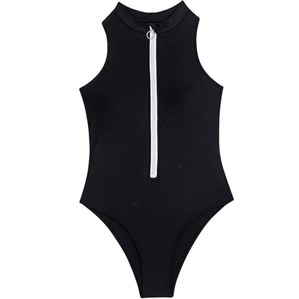Dame Sporty Éntedeler Badetøj med moderne Shorty-snit og høj krave Stilla