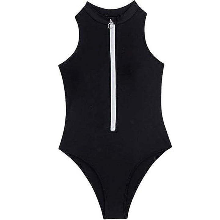 Dame Sporty Éntedeler Badetøj med moderne Shorty-snit og høj krave Stilla