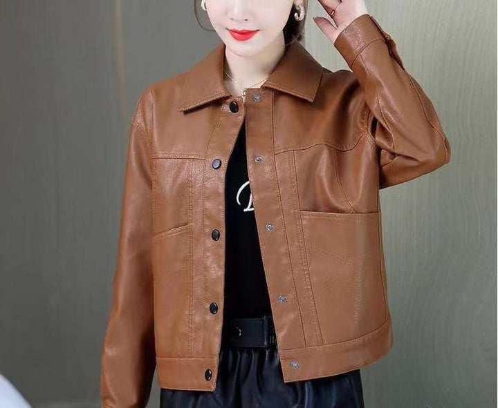 Dame Chic Læderjakke i Moderne Biker Stil Stilla