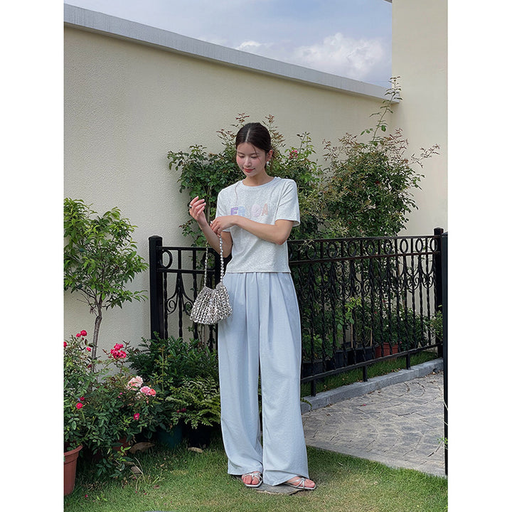 Dame brede High-Waist Bukser med elastisk talje og elegant fald Stilla