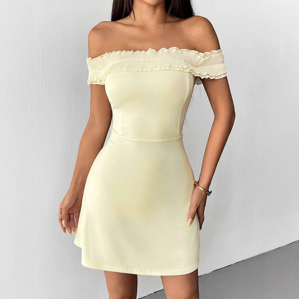 Dame Off-Shoulder Kjole med Volanger Skovae