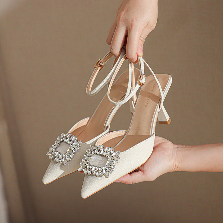 Dame elegante Slingback-High Heels med dekorativt strassdetalje Stilla