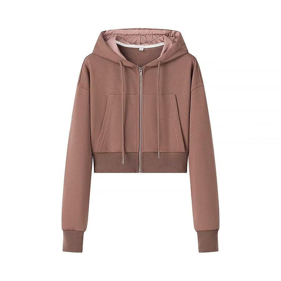 Femme Cropped Zip-Up Hoodie Sweatshirt Stilla