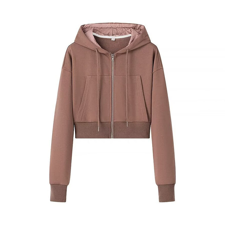 Femme Cropped Zip-Up Hoodie Sweatshirt Stilla