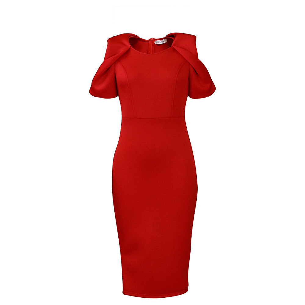 Dame Bodycon Kjole med strukturerede Puffærmer og elegant Design Stilla
