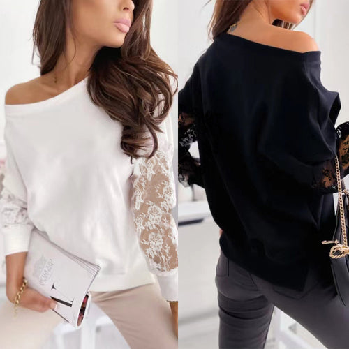 Dame Off-Shoulder Spids-Detail Top Stilla