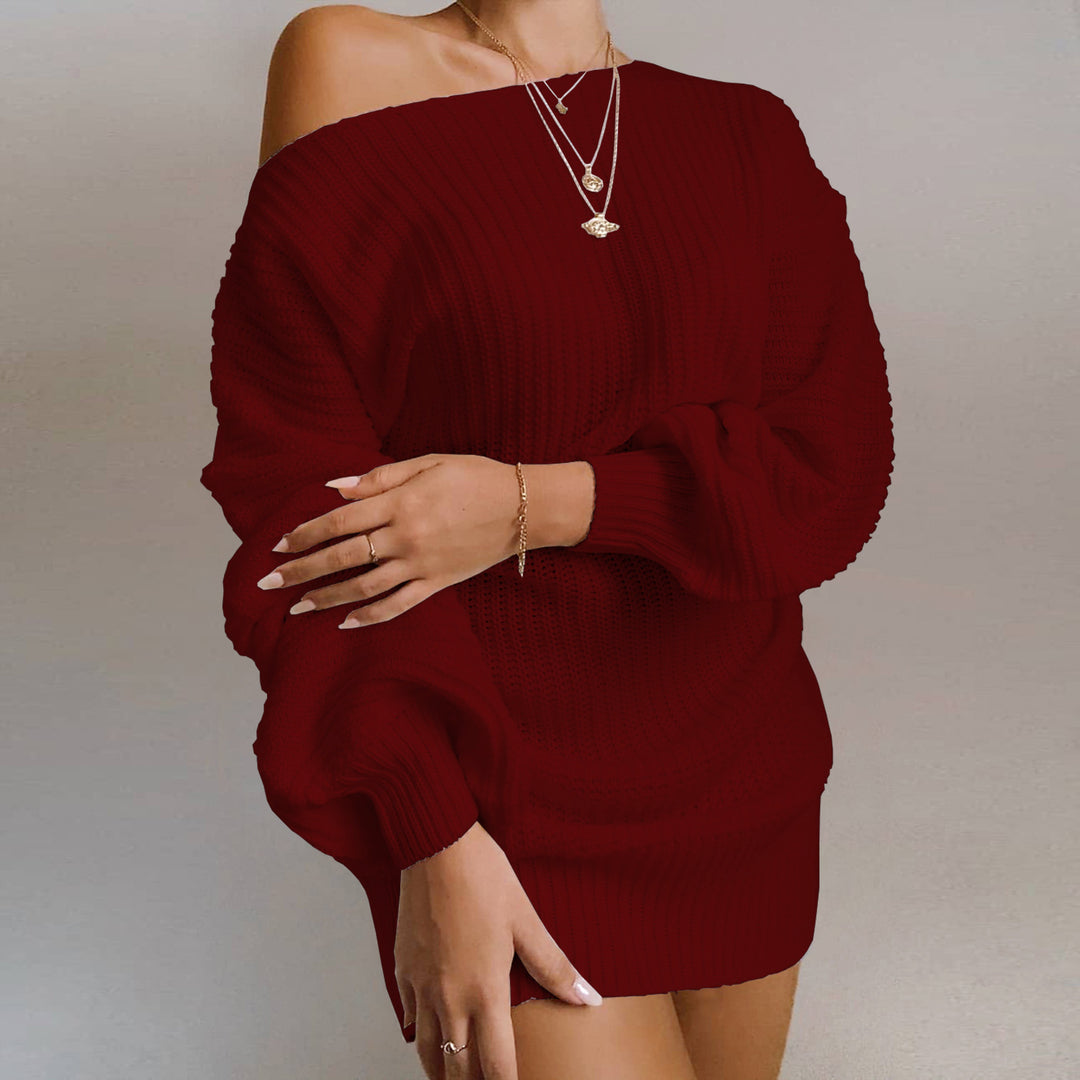 Kvinders casual strikket kjole med off-shoulder design og voluminøse ærmer Stilla